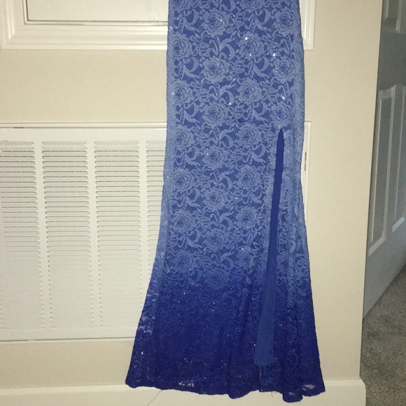 sparkle lace ombré blue prom dress - Picture 2 of 7